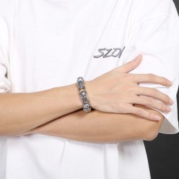 Modieuze, Chique Titanium Armband Met Bloemenprint Voor Heren