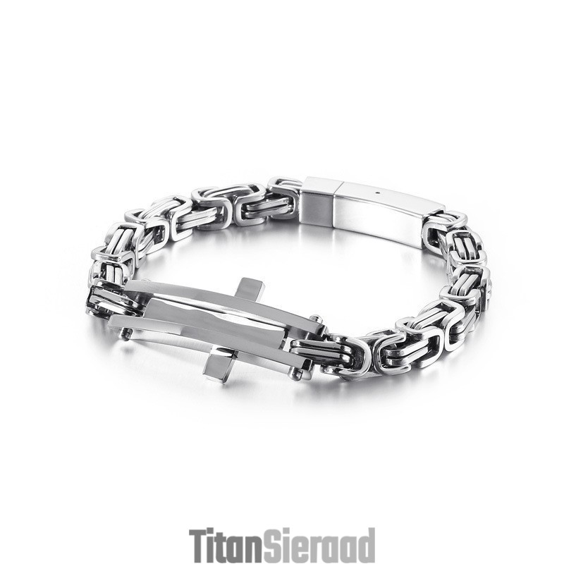 Coole, Gebogen Merk Hiphop Titanium Armband Voor Heren