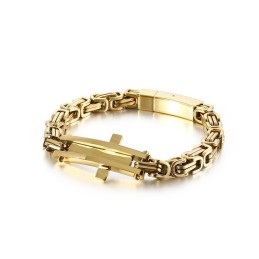 Coole Cross Bend Hip Hop Titanium Armband Voor Heren