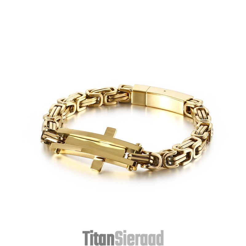 Coole Cross Bend Hip Hop Titanium Armband Voor Heren