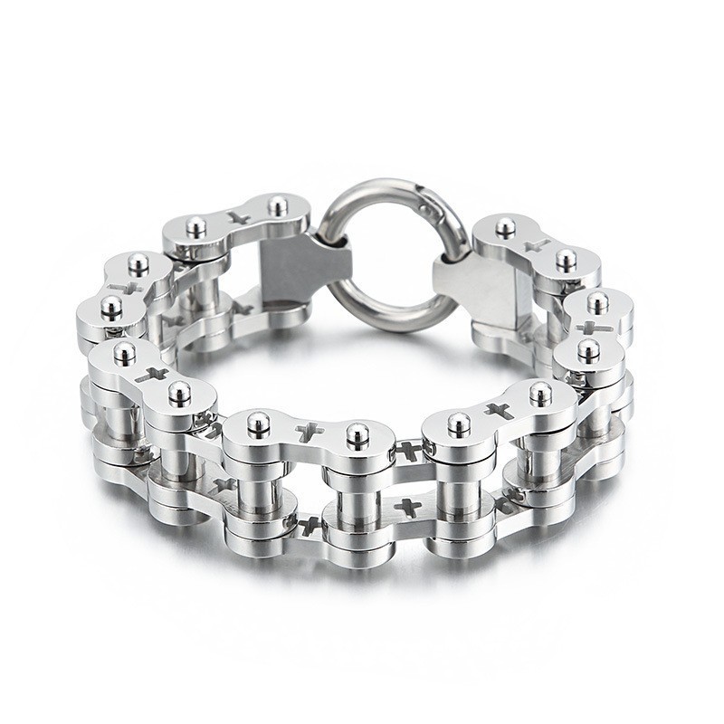Rock Hip-Hop Hollow Cross Titanium Herenfietsarmband Rock Hip-Hop Hollow Cross Titanium Herenfietsarmband