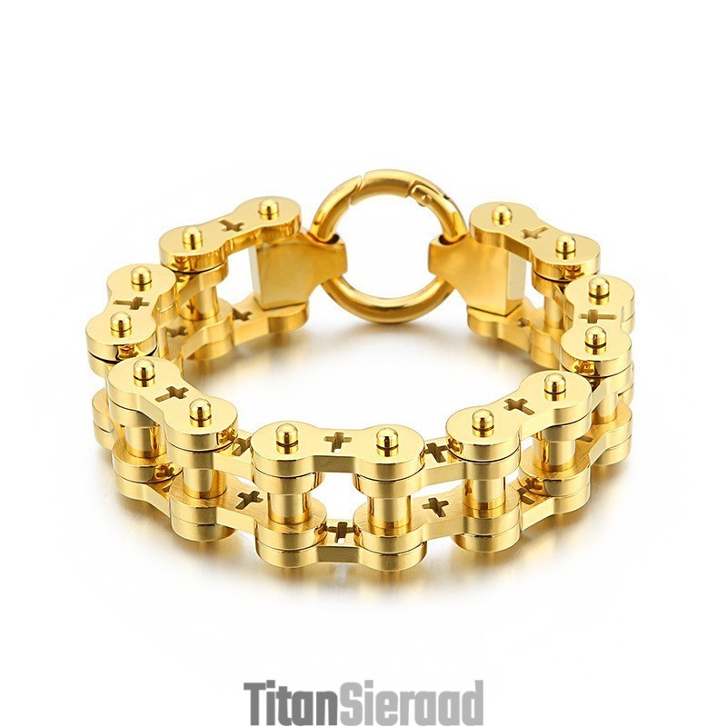 Rock Hip-Hop Hollow Cross Titanium Herenfietsarmband Rock Hip-Hop Hollow Cross Titanium Herenfietsarmband
