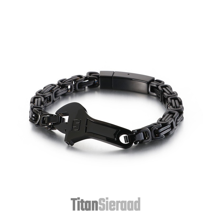 Cool Wrench Back Type Gebogen Plaat Heren Titanium Armband