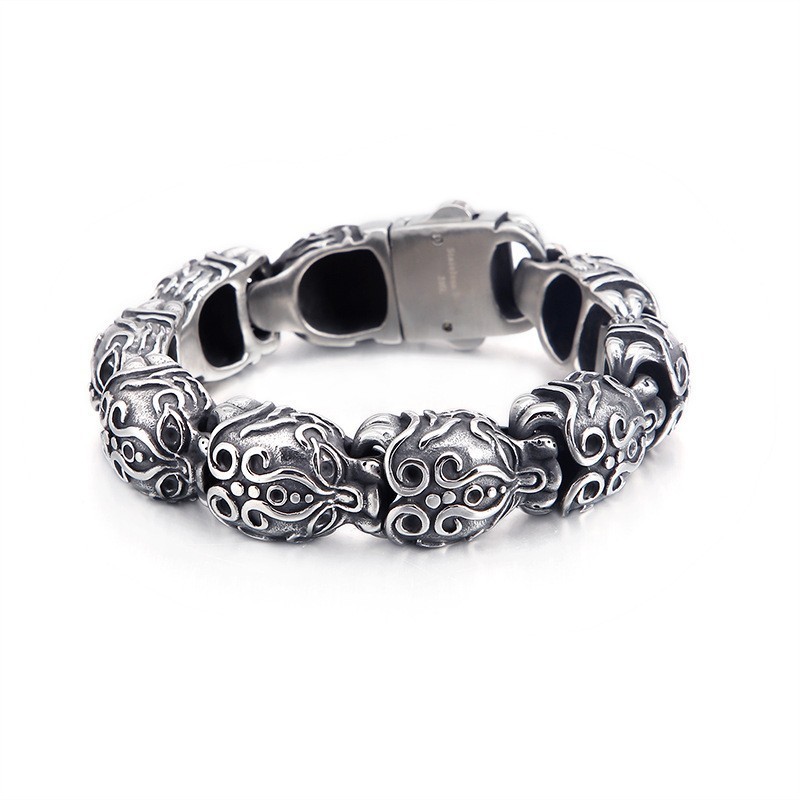 Titanium Armband Met Doodshoofd En Gekruiste Beenderen