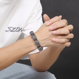 Coole, Bloemenvormige, Holle Titanium Armband Voor Heren