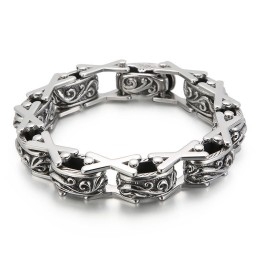 Coole, Bloemenvormige, Holle Titanium Armband Voor Heren