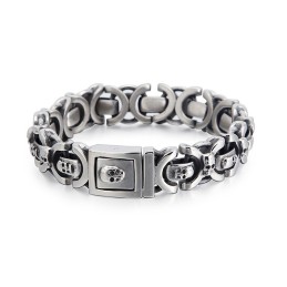 Heren Titanium Armband Met Schedelpatroon