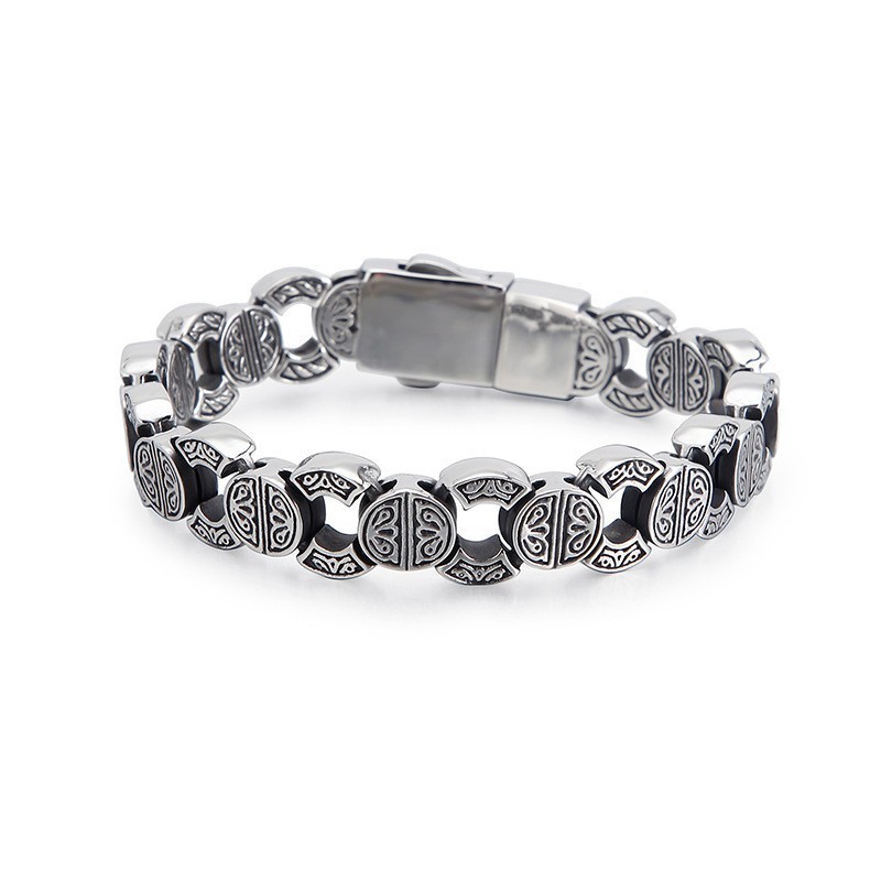 Heren Titanium Armband Met Doodshoofd En Gekruiste Beenderen