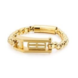 Rock Hip-Hop Cross Hollow Square Titanium Armband Voor Heren