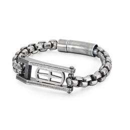 Cross Hollow Square Titanium Herenarmband