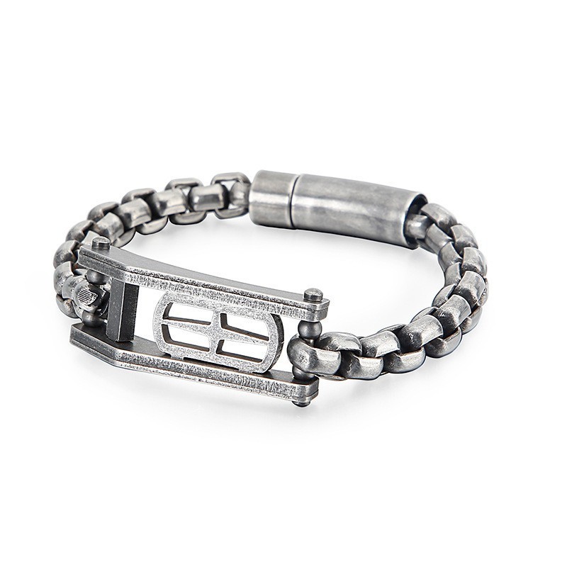 Cross Hollow Square Titanium Herenarmband Cross Hollow Square Titanium Herenarmband