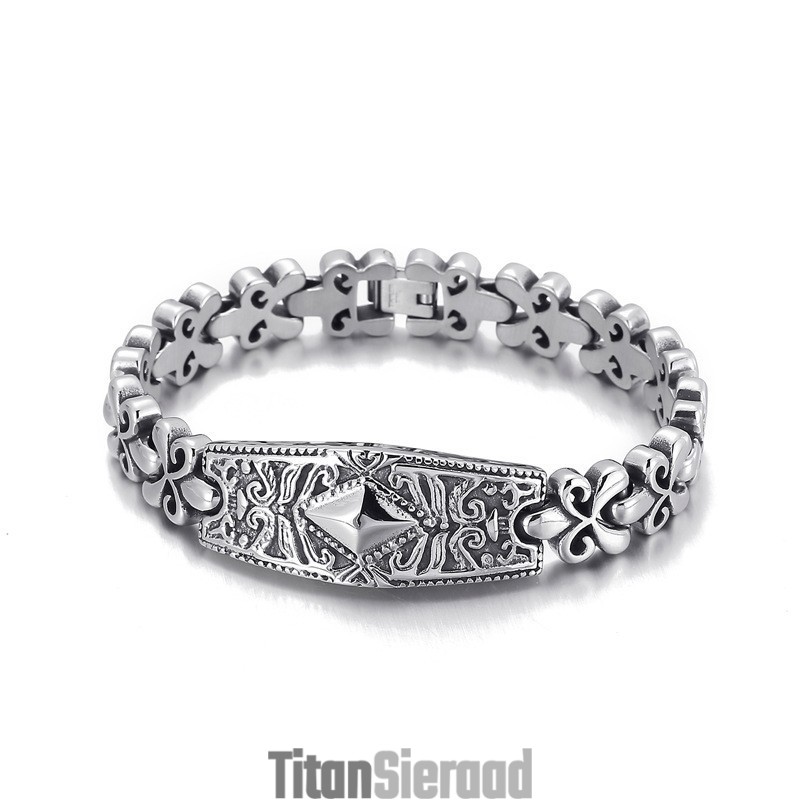 Fashion Flower Bay Brand Diamantvormige Titanium Armband Voor Heren Fashion Flower Bay Brand Diamantvormige Titanium Armband Voor Heren