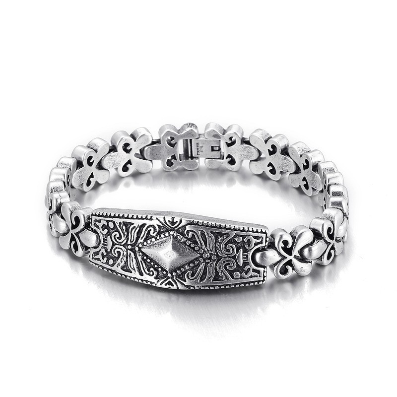 Fashion Flower Bay Brand Diamantvormige Titanium Armband Voor Heren Fashion Flower Bay Brand Diamantvormige Titanium Armband Voor Heren