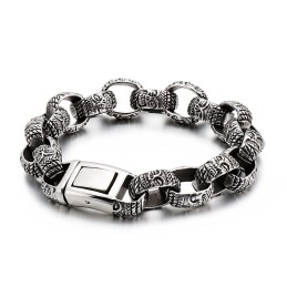 Vierkante Boeddhahoofd Titanium Armband Voor Heren