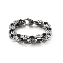 Cross Hollow Titanium Herenarmband