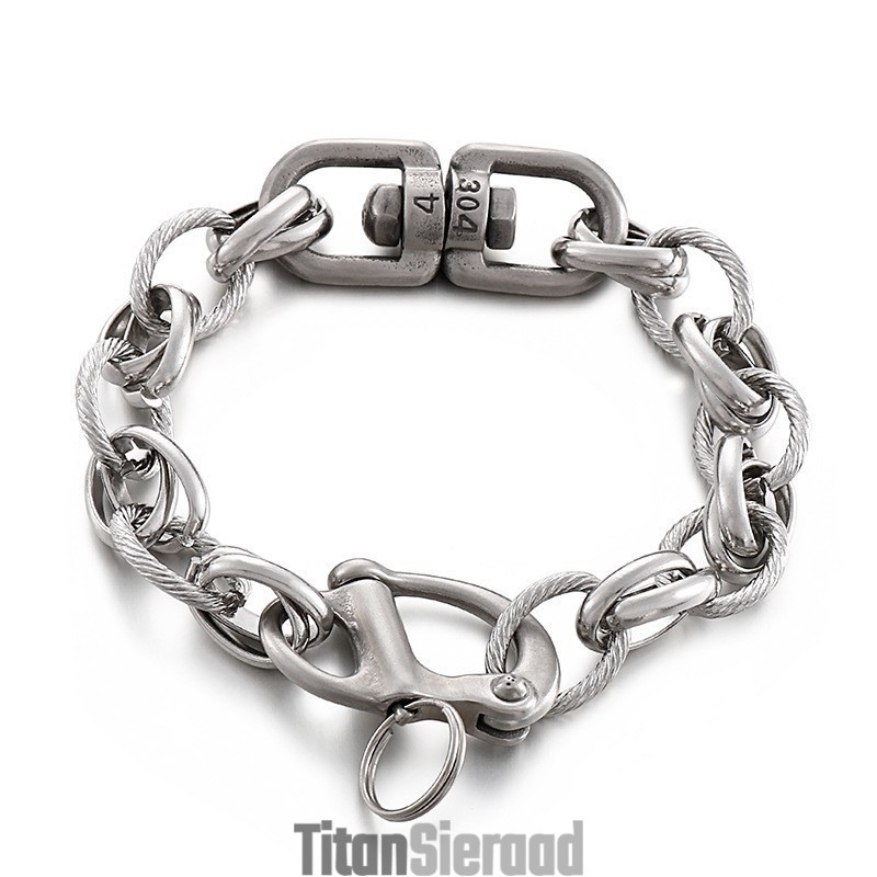 Fashion Street Beat O-Word Splicing Titanium Armbanden Voor Heren Fashion Street Beat O-Word Splicing Titanium Armbanden Voor Heren