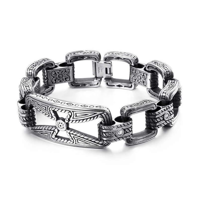 Coole Cross Floral Hollow Titanium Armband Voor Heren Coole Cross Floral Hollow Titanium Armband Voor Heren
