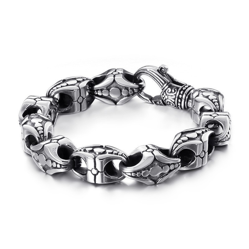 Coole Opengewerkte Titanium Armband Met Kruisbloemenmotief Voor Heren Coole Opengewerkte Titanium Armband Met Kruisbloemenmotief Voor Heren