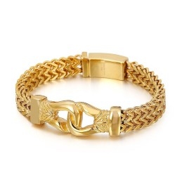 Street Cool Double Keel Gouden Heren Titanium Armband