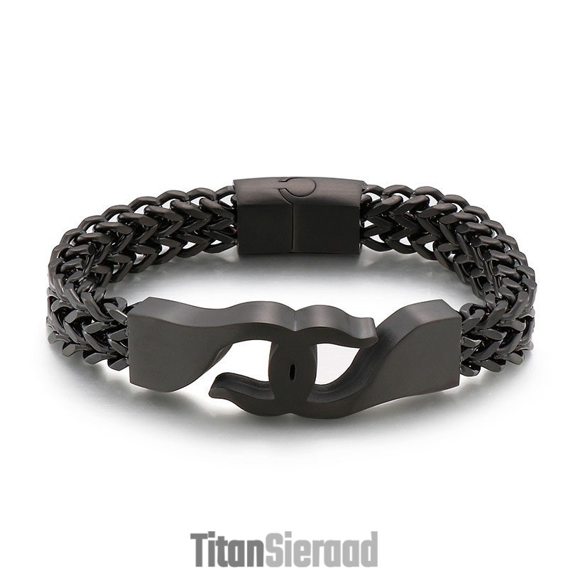 Titanium Herenarmband Met Kruishaak En Accessoires