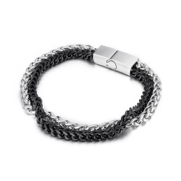 Modieuze, Coole, Chique Herenarmband Van Dubbellaags Titanium