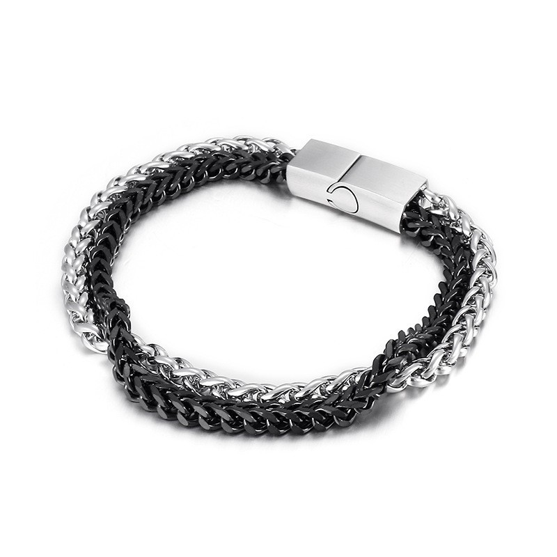 Modieuze, Coole, Chique Herenarmband Van Dubbellaags Titanium
