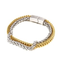 Modieuze, Coole, Chique Dubbellaagse Titanium Herenarmband