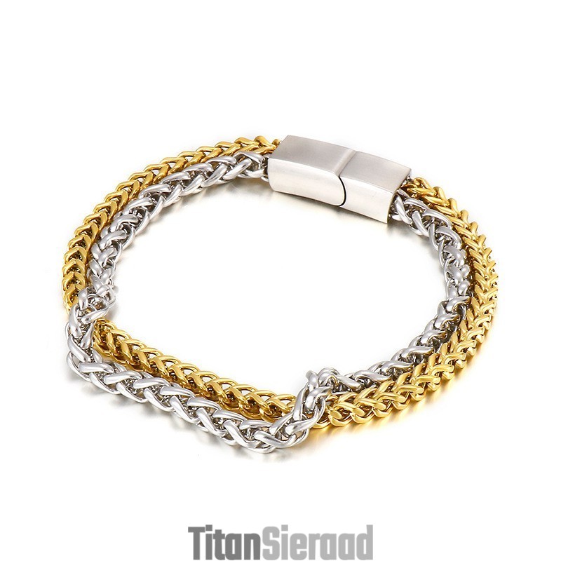Modieuze, Coole, Chique Dubbellaagse Titanium Herenarmband Modieuze, Coole, Chique Dubbellaagse Titanium Herenarmband