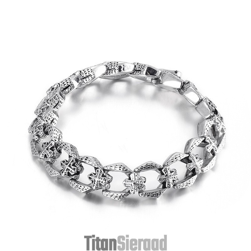 Coole Heren Kruisbloem Titanium Armband