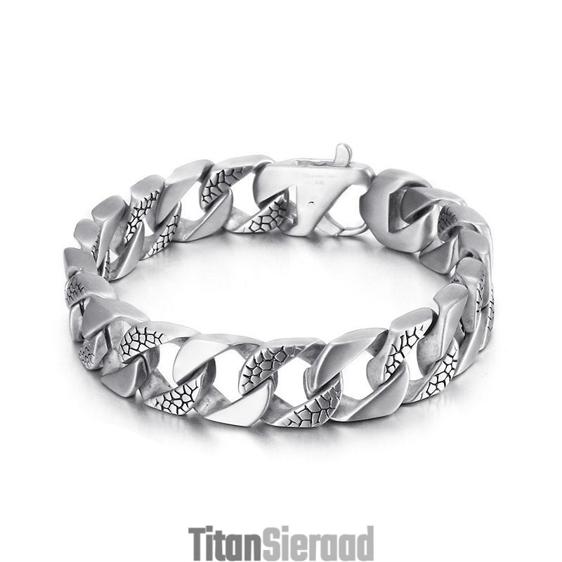 Coole Titanium Herenarmband Met Slangenpatroon