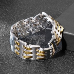 Mode Heren Titanium Armband Met Gouden Vergrendeling