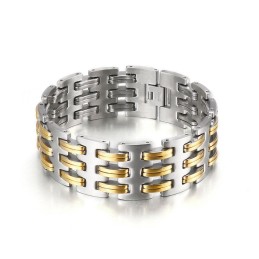 Mode Heren Titanium Armband Met Gouden Vergrendeling