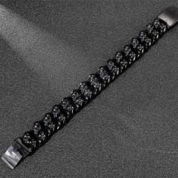 Coole Dubbele Schedel Titanium Herenarmband