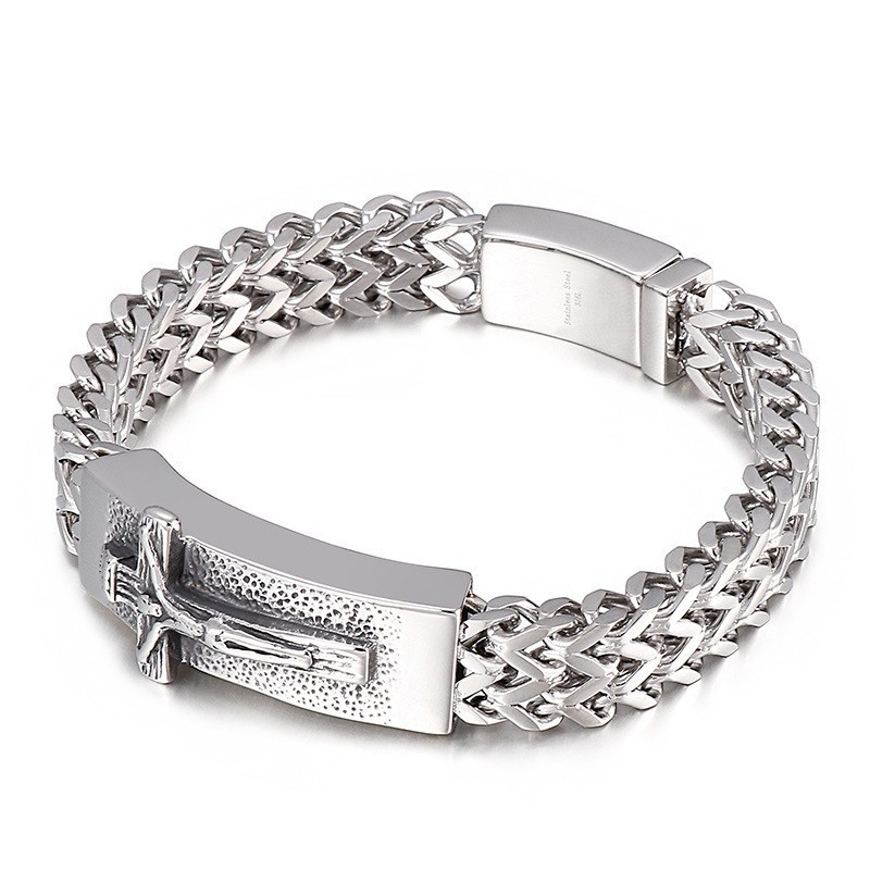 Hip Hop Cross Titanium Armband Voor Heren