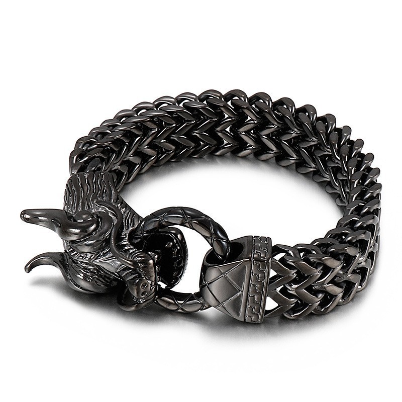 Nieuwe Coole Titanium Herenarmband Met Drakenkop Nieuwe Coole Titanium Herenarmband Met Drakenkop