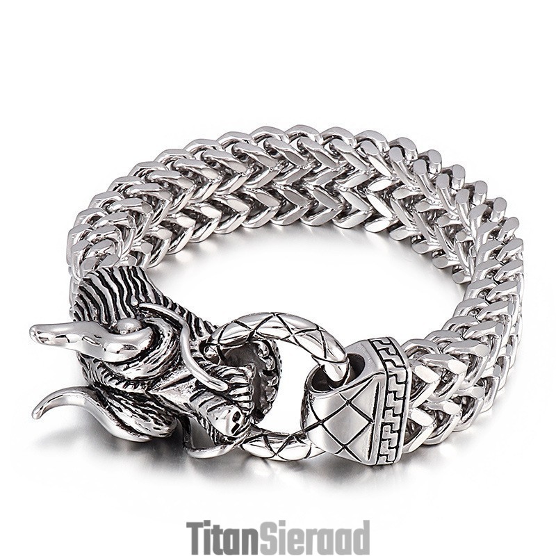 Nieuwe Coole Titanium Herenarmband Met Drakenkop Nieuwe Coole Titanium Herenarmband Met Drakenkop