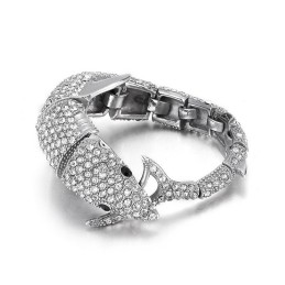 Mode Dolfijn Heren Titanium Armband Met Diamanten