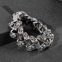 Coole Zware Schedel Stereoscopische Titanium Herenarmband