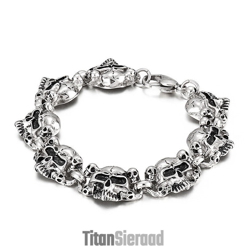 Populaire Mode Schedelhoofd Spookhoofd Titanium Armband Voor Heren Populaire Mode Schedelhoofd Spookhoofd Titanium Armband Voor Heren