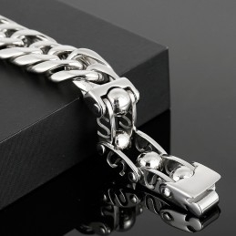 Trendy Ronde Kralen Chique Heren Titanium Armband