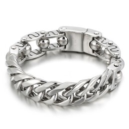 Trendy Ronde Kralen Chique Heren Titanium Armband