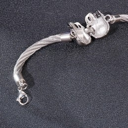 Coole, Modieuze Dubbele Schedel Stalen Draad Heren Titanium Armband