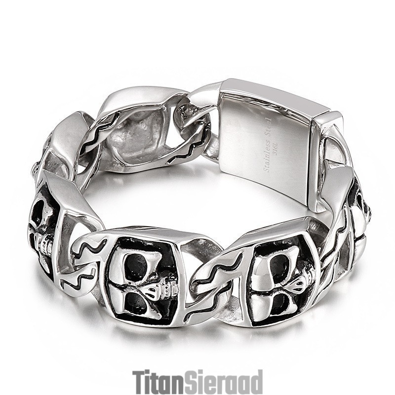 Populaire Coole Schedel Titanium Herenarmband Populaire Coole Schedel Titanium Herenarmband