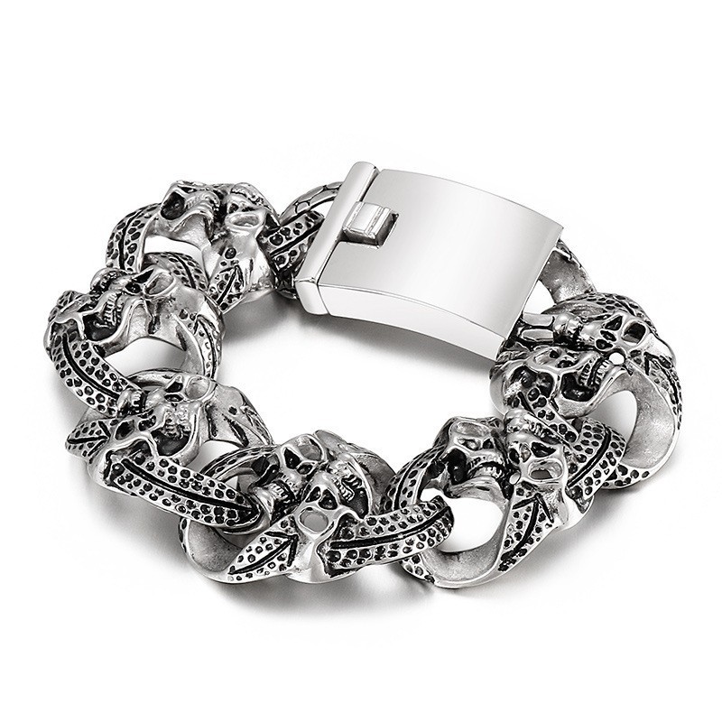Populaire Coole Schedel Titanium Herenarmband Populaire Coole Schedel Titanium Herenarmband