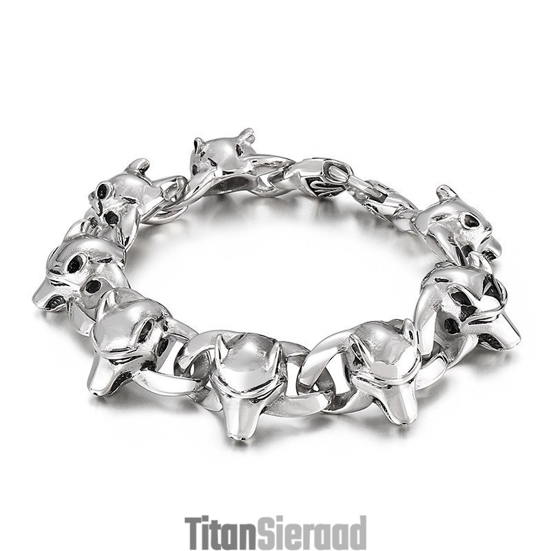Populaire Titanium Armband Met Dierenkop Voor Heren Populaire Titanium Armband Met Dierenkop Voor Heren