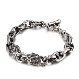 Mode Titanium Dag Woordketting Leeuwenkop Herenarmband Podiumaccessoires