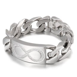 Chique Stijl 8 Woorden Met Diamanten Heren Titanium Armbanden