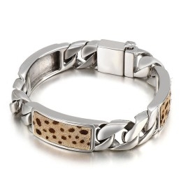 Tide Herenmode Hand Sieraden Bloem Luipaard Print Knoop Titanium Armband