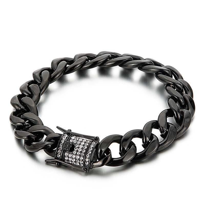 Bikerketting Met Diamanten Drakenbaard Gesp Armband Bikerketting Met Diamanten Drakenbaard Gesp Armband