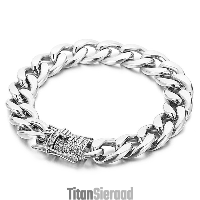 Fietsketting Met Diamanten Drakenbaard Gesp Armband Fietsketting Met Diamanten Drakenbaard Gesp Armband